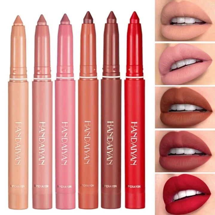 HANDAIYAN Waterproof Lip Liner Pack of 6 – Matte Finish, Smudge-Proof & Long Wear Lip Pencils
