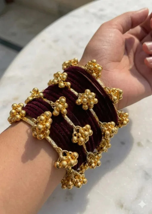 Traditional Kashmiri Style Velvet bangles for Girls - Bridal & Party Wear Jewelry