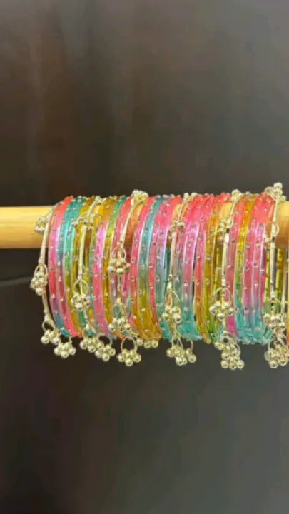 Trending 4 Pieces Kashmiri Bangles and kary in Golden and Silver Colors