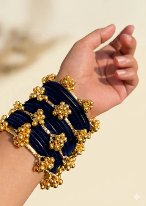 Traditional Kashmiri Style Velvet bangles for Girls - Bridal & Party Wear Jewelry