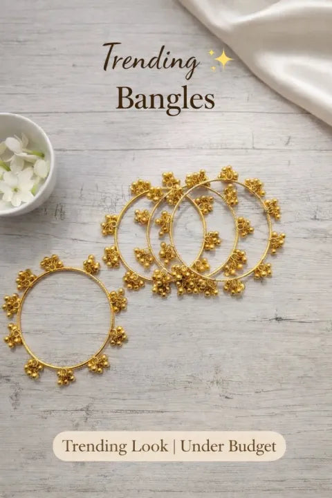 Trending 4 Pieces Kashmiri Bangles and kary in Golden and Silver Colors