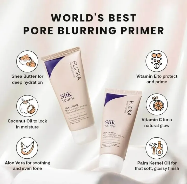 Flicka Silk Touch 3 in 1 Moisturizer Primer for Face 60g