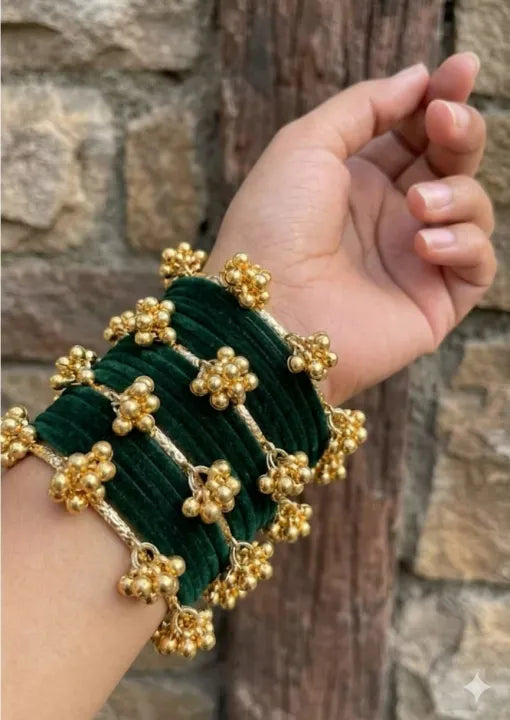 Traditional Kashmiri Style Velvet bangles for Girls - Bridal & Party Wear Jewelry